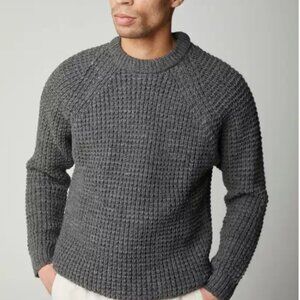 Peregrine Waffle Crew Jumper Sweater 100% Wool Size Large Charcoal Grey